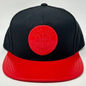 Utah Jazz Basketball Hat Baseball Cap NBA Mitchell & Ness Snapback Red Black
